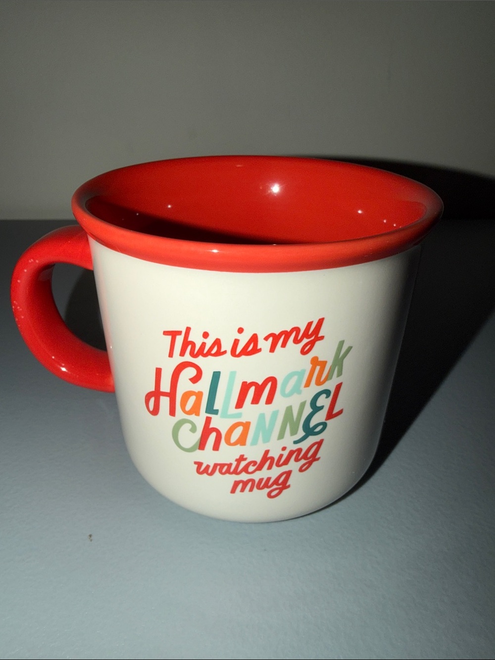 Hallmark Red and Cream Channel Watching Mug
